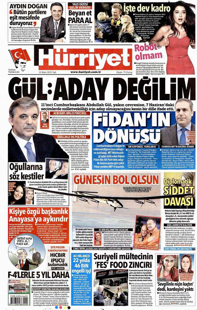 Gazete Manşetleri - 10 Mart Salı 2015 12