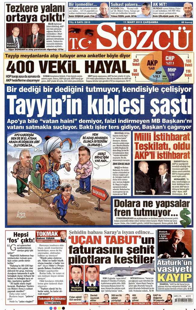 Bugünün Gazete Manşetleri - 11 Mart 2015 19
