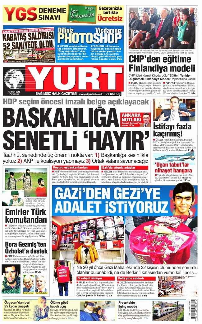 Bugünün Gazete Manşetleri - 12 Mart 2015 33