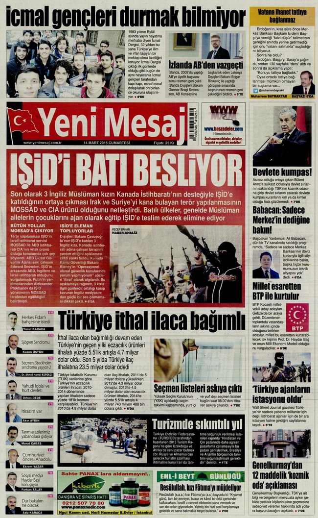 Bugünün Gazete Manşetleri - 14 Mart 2015 36