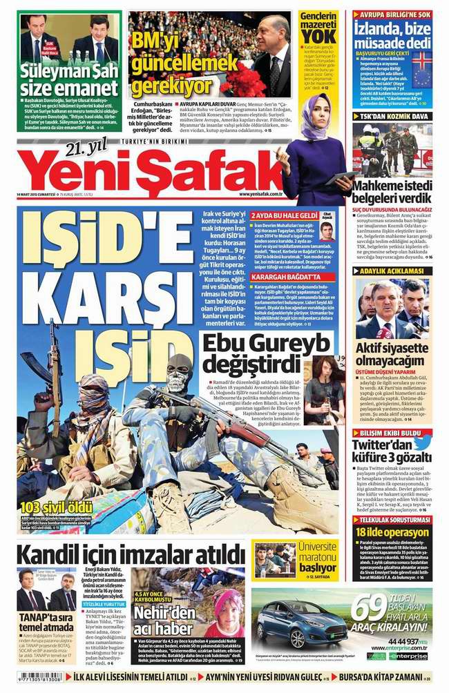 Bugünün Gazete Manşetleri - 14 Mart 2015 37