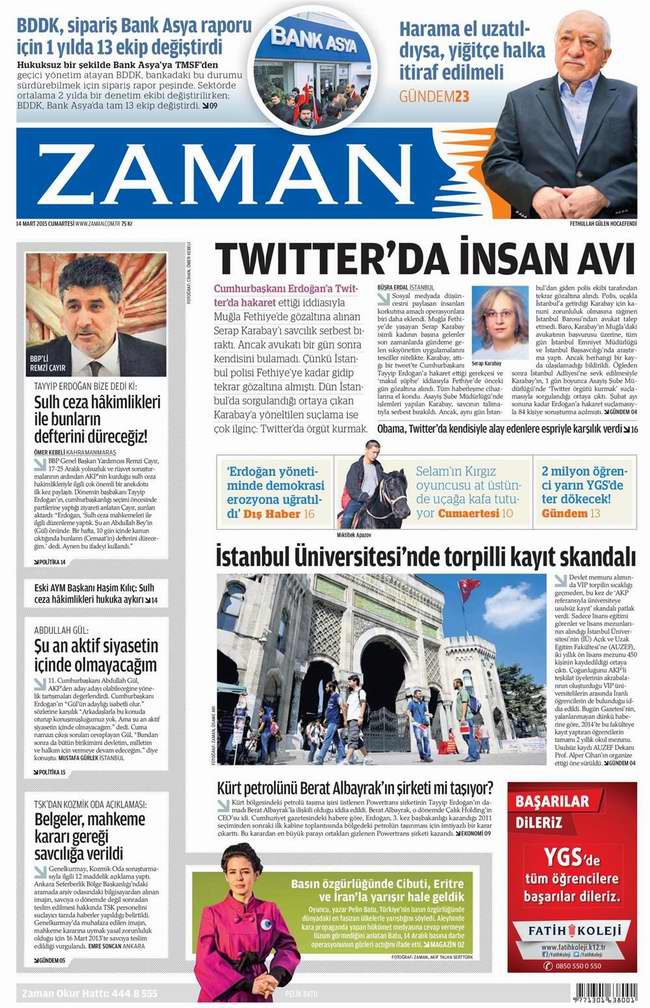 Bugünün Gazete Manşetleri - 14 Mart 2015 38