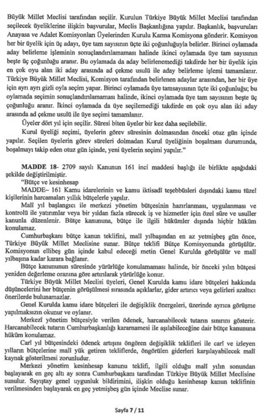 Anayasa’nın Değiştirilecek 21 Maddesi 10