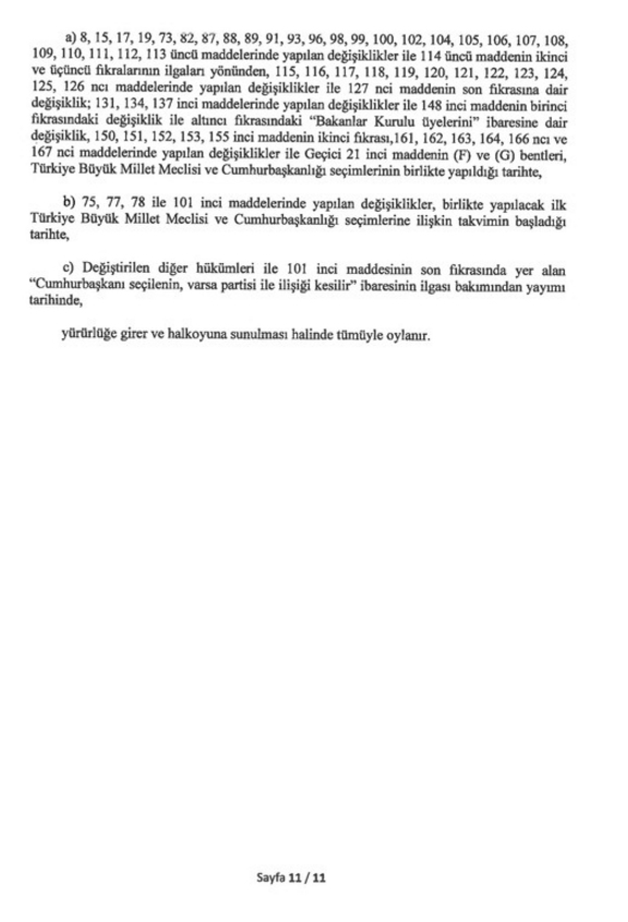 Anayasa’nın Değiştirilecek 21 Maddesi 2