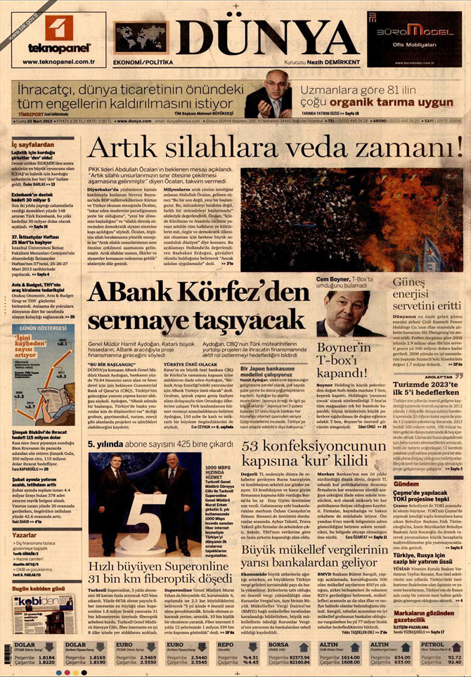 22 Mart 2013 - Günün Gazete Manşetleri 15
