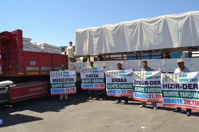 Amasya’dan Yola Çıkan 7 Tır Yardım Malzemesi Suriye’ye Ulaştı 11