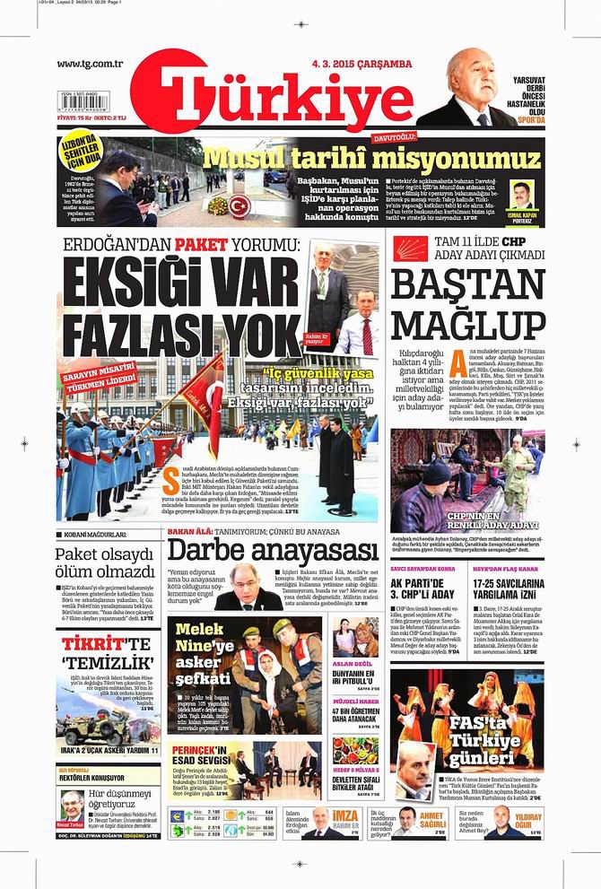 Gazete Manşetleri - 4 Mart 2015 17