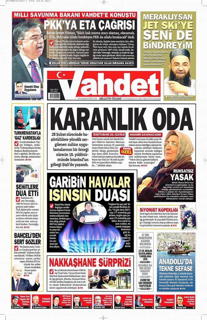 Gazete Manşetleri - 4 Mart 2015 18