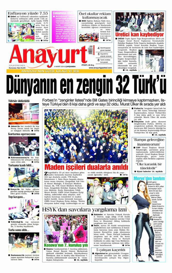 Gazete Manşetleri - 4 Mart 2015 26