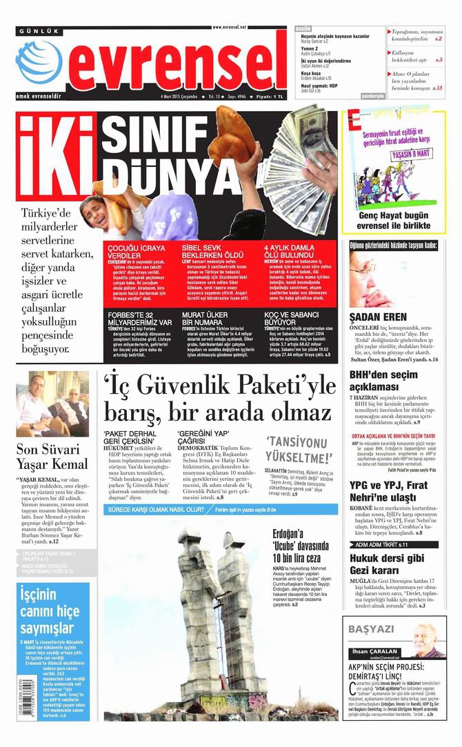 Gazete Manşetleri - 4 Mart 2015 29