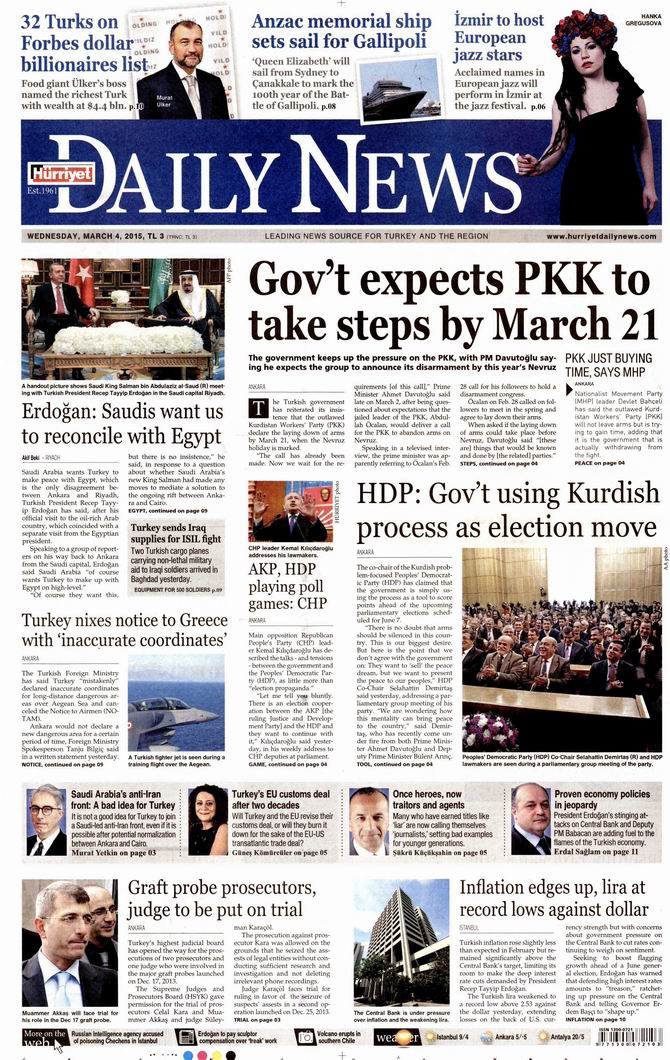Gazete Manşetleri - 4 Mart 2015 30