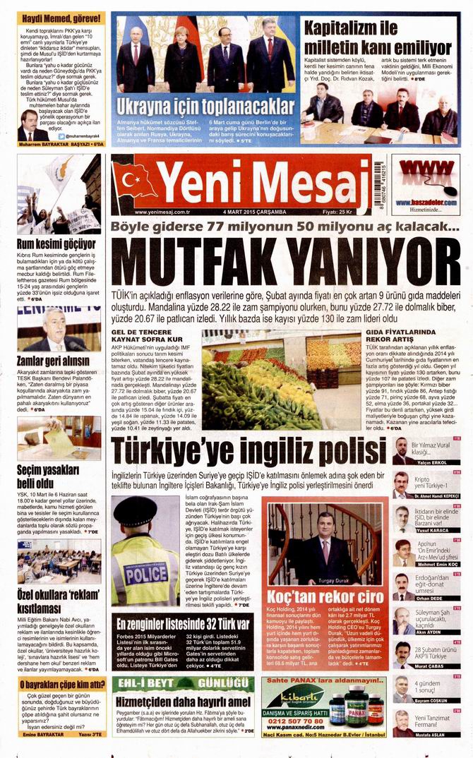 Gazete Manşetleri - 4 Mart 2015 35