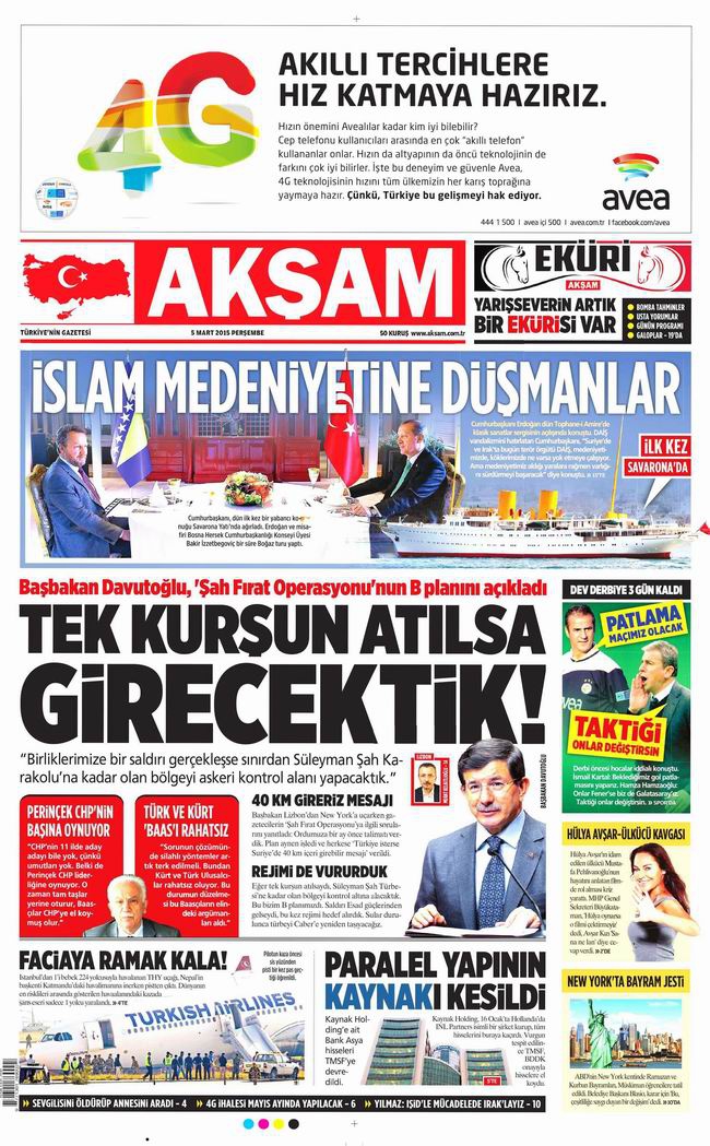 Gazete Manşetleri - 5 Mart 2015 1