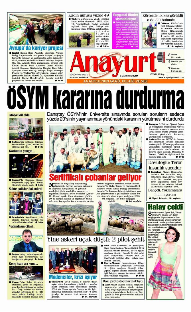 Gazete Manşetleri - 6 Mart 2015 2
