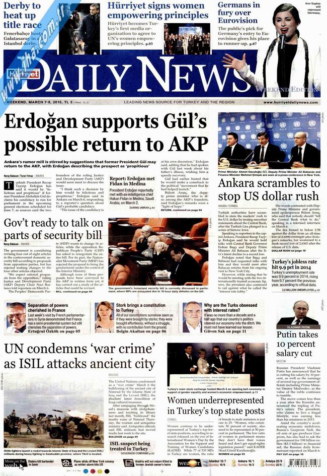 Gazete Manşetleri - 7 Mart 2015 11