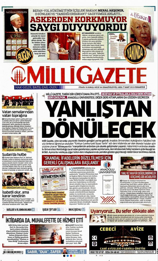 Gazete Manşetleri - 7 Mart 2015 16