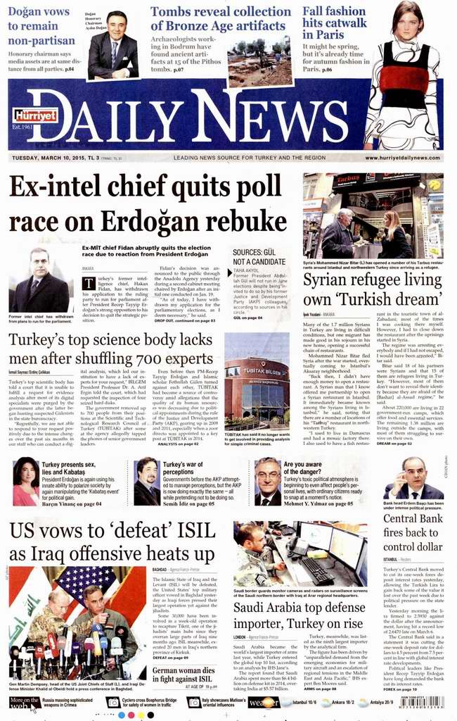 Gazete Manşetleri - 10 Mart Salı 2015 11