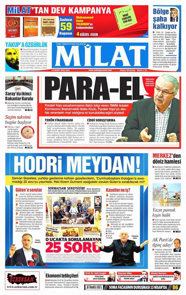Gazete Manşetleri - 10 Mart Salı 2015 13