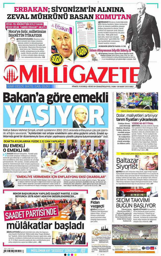 Gazete Manşetleri - 10 Mart Salı 2015 15