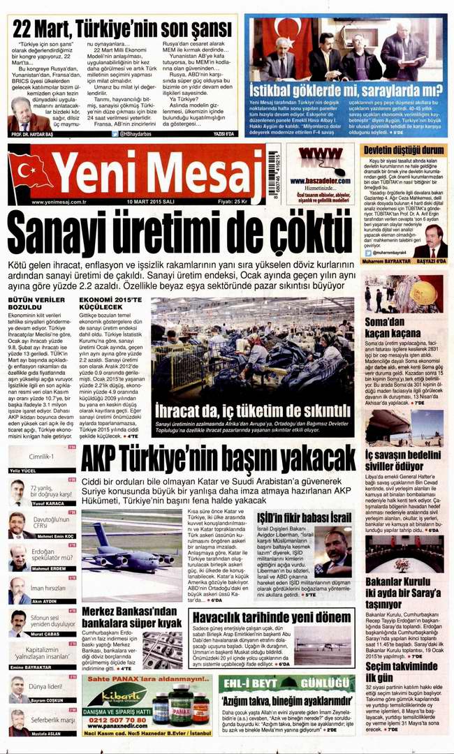 Gazete Manşetleri - 10 Mart Salı 2015 32
