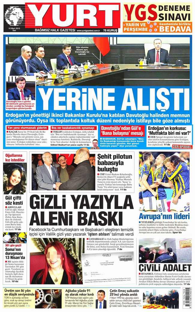 Gazete Manşetleri - 10 Mart Salı 2015 34