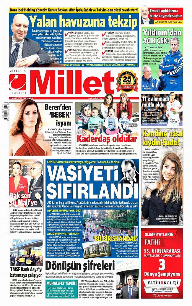 Bugünün Gazete Manşetleri - 11 Mart 2015 12