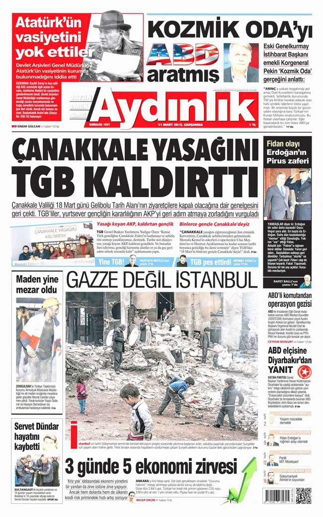 Bugünün Gazete Manşetleri - 11 Mart 2015 2