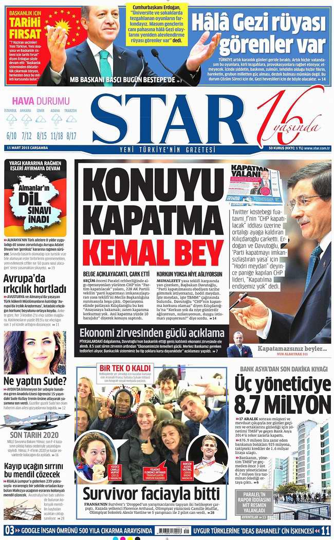 Bugünün Gazete Manşetleri - 11 Mart 2015 20