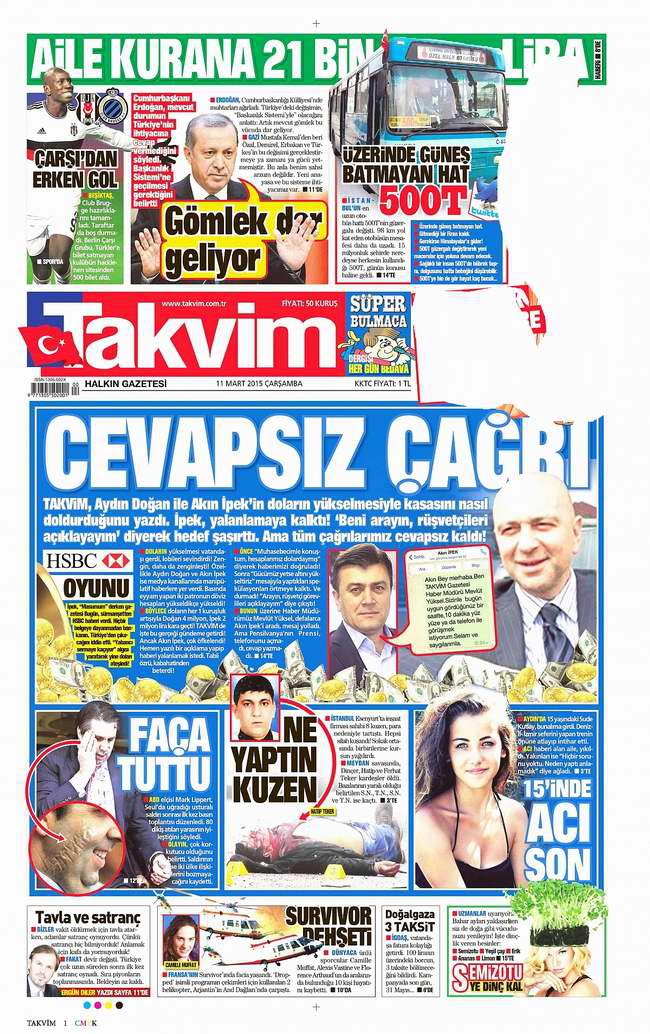 Bugünün Gazete Manşetleri - 11 Mart 2015 21
