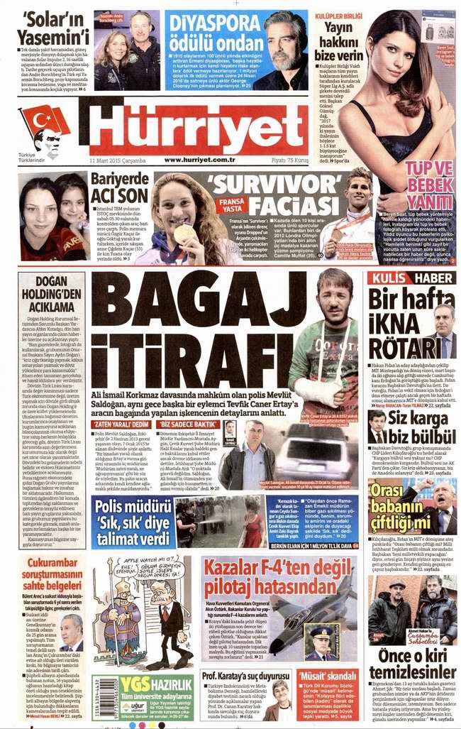 Bugünün Gazete Manşetleri - 11 Mart 2015 9