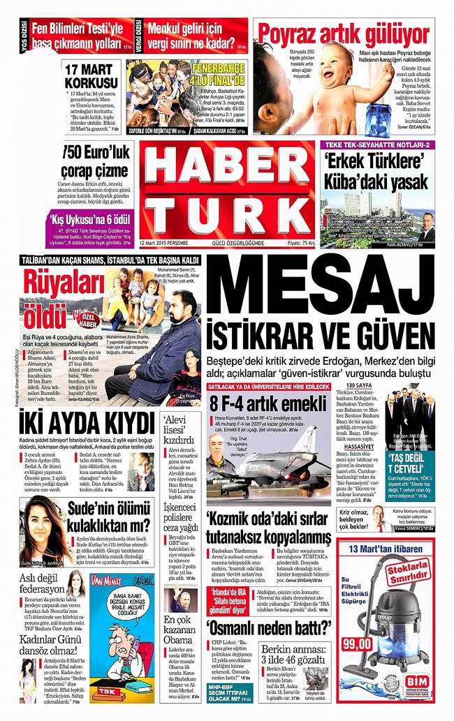 Bugünün Gazete Manşetleri - 12 Mart 2015 10