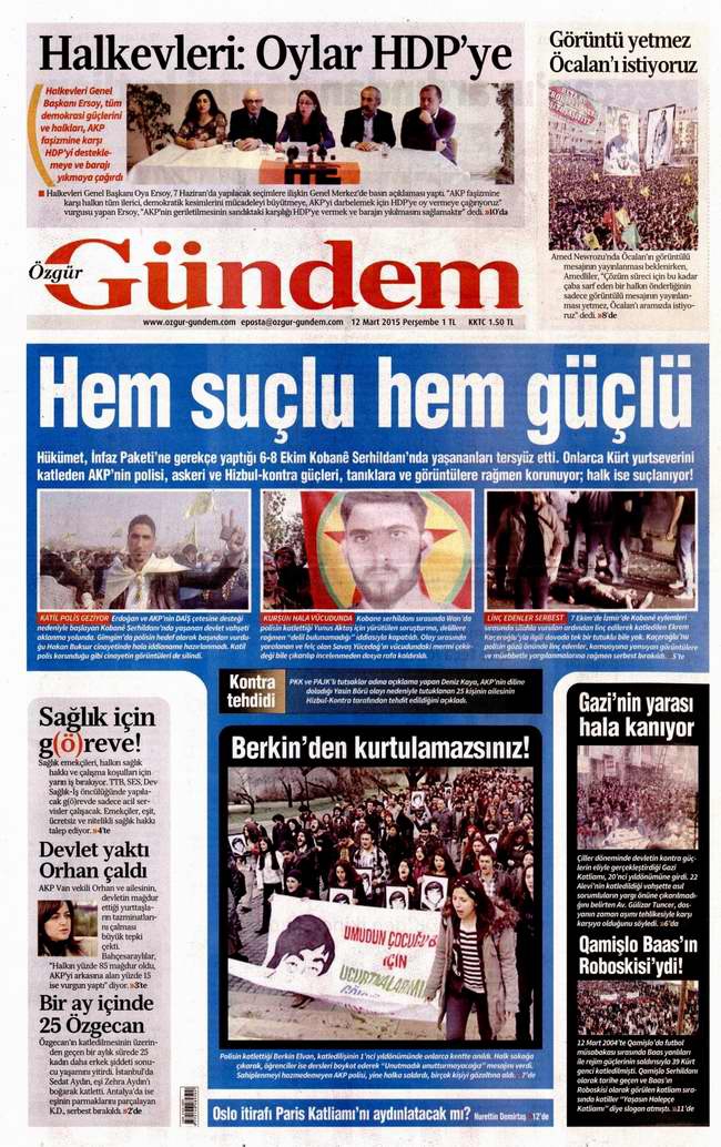 Bugünün Gazete Manşetleri - 12 Mart 2015 17