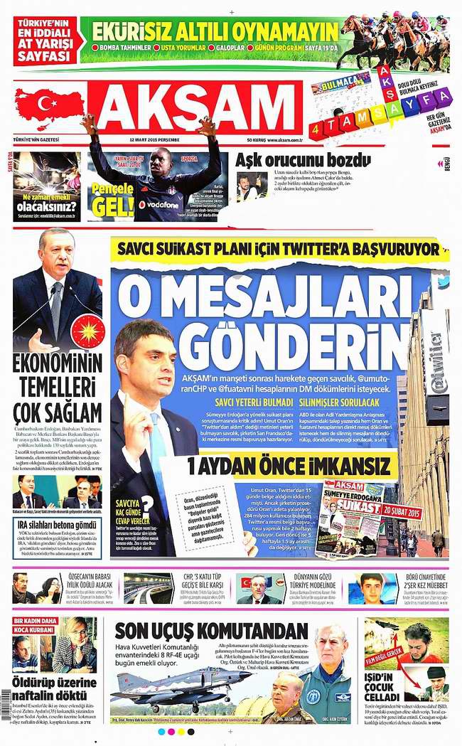 Bugünün Gazete Manşetleri - 12 Mart 2015 2