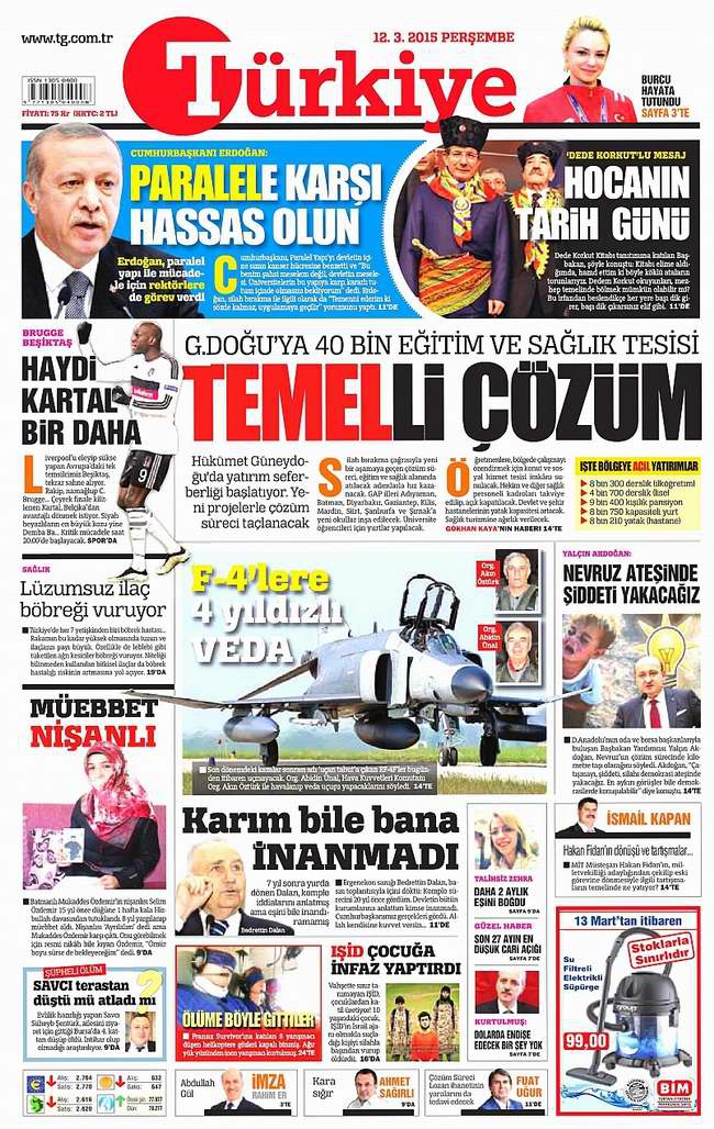 Bugünün Gazete Manşetleri - 12 Mart 2015 26