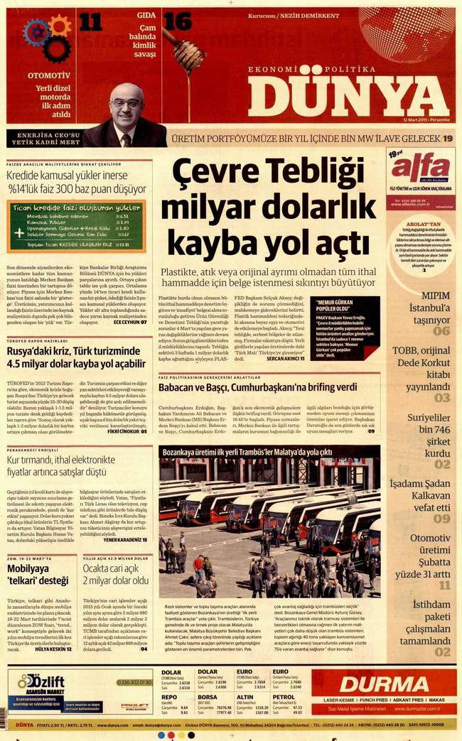 Bugünün Gazete Manşetleri - 12 Mart 2015 7
