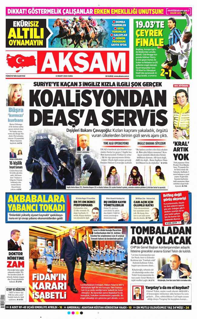 Bugünün Gazete Manşetleri - 13 Mart 2015 1