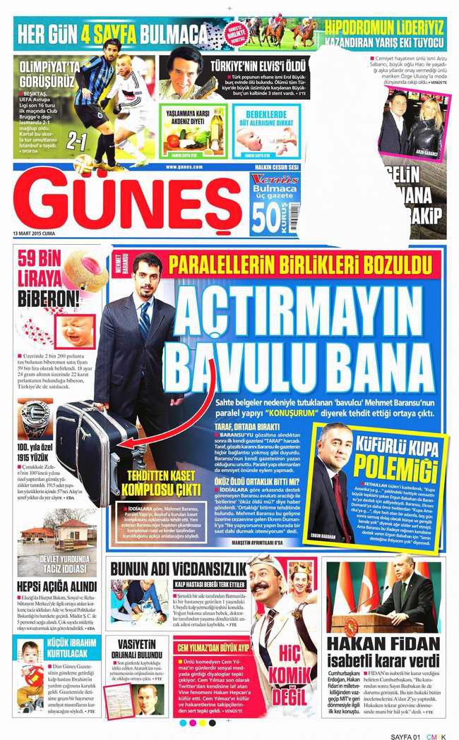 Bugünün Gazete Manşetleri - 13 Mart 2015 11