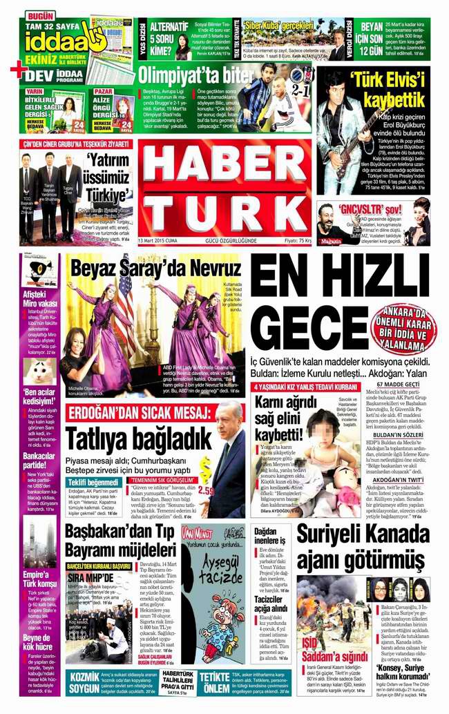 Bugünün Gazete Manşetleri - 13 Mart 2015 13