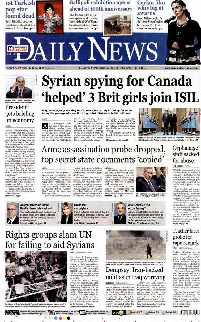 Bugünün Gazete Manşetleri - 13 Mart 2015 15