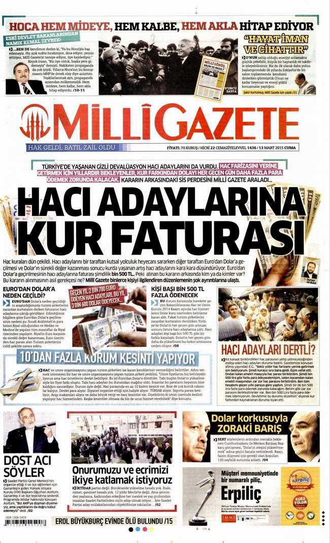Bugünün Gazete Manşetleri - 13 Mart 2015 17
