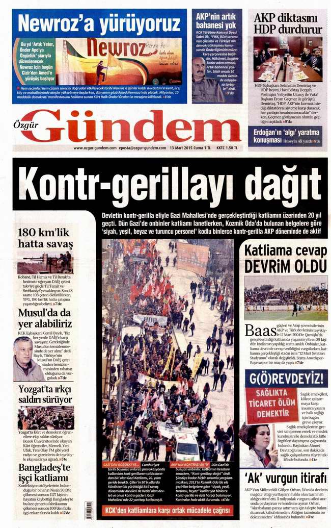 Bugünün Gazete Manşetleri - 13 Mart 2015 20
