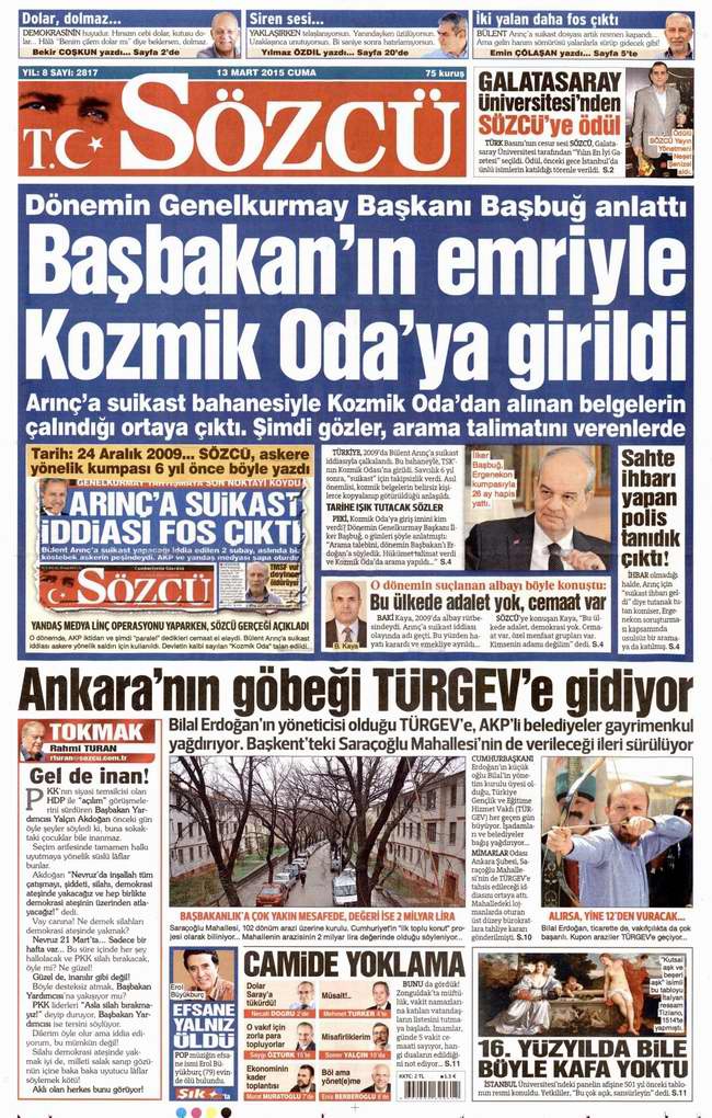 Bugünün Gazete Manşetleri - 13 Mart 2015 24