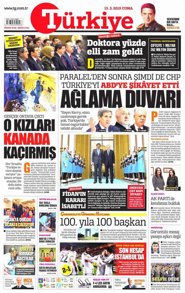 Bugünün Gazete Manşetleri - 13 Mart 2015 29
