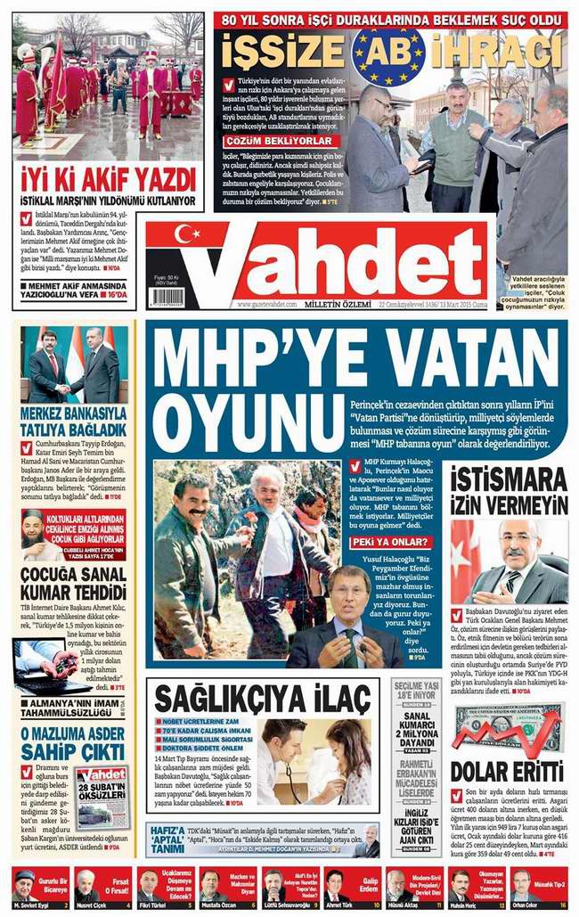 Bugünün Gazete Manşetleri - 13 Mart 2015 30