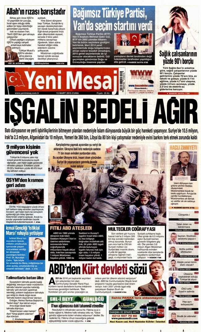 Bugünün Gazete Manşetleri - 13 Mart 2015 35