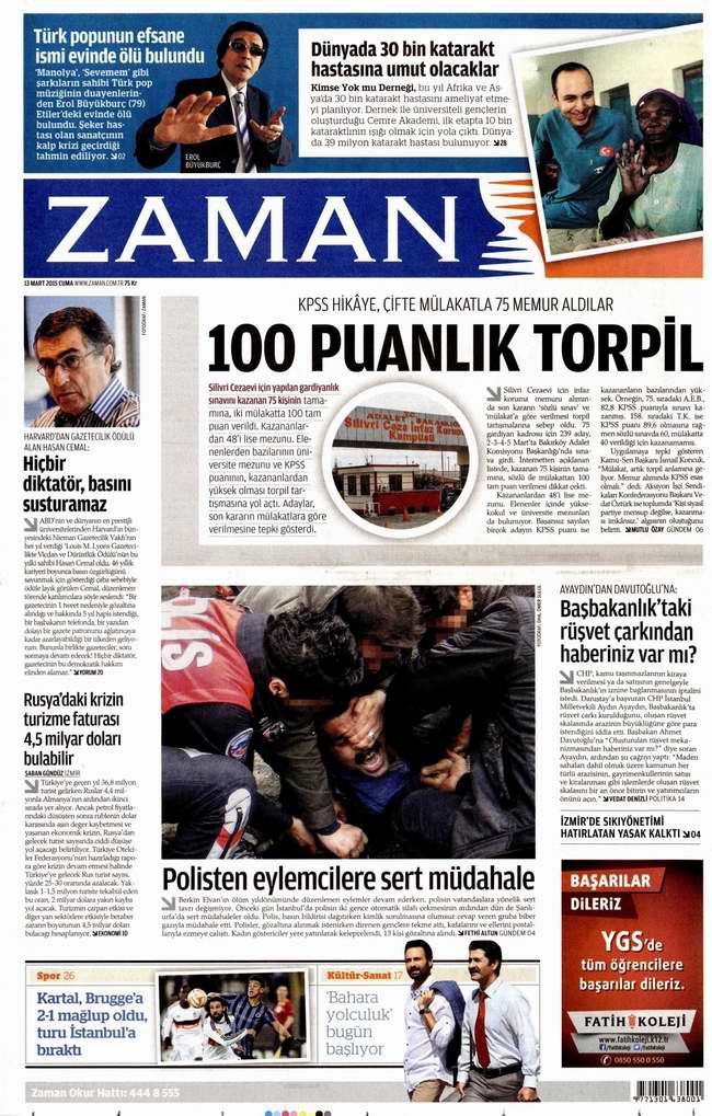 Bugünün Gazete Manşetleri - 13 Mart 2015 38
