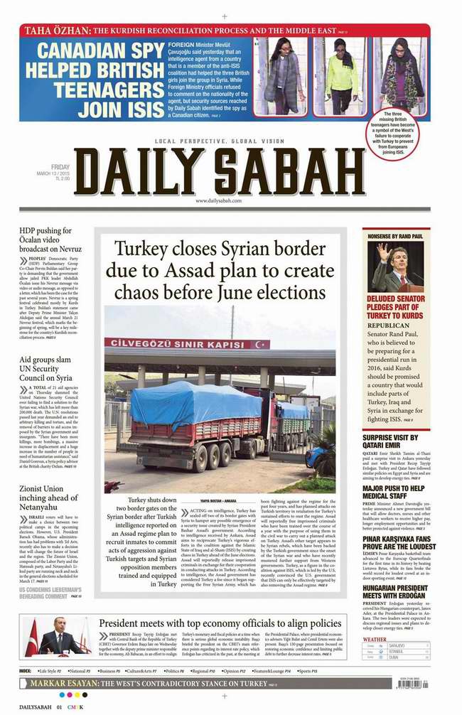 Bugünün Gazete Manşetleri - 13 Mart 2015 7