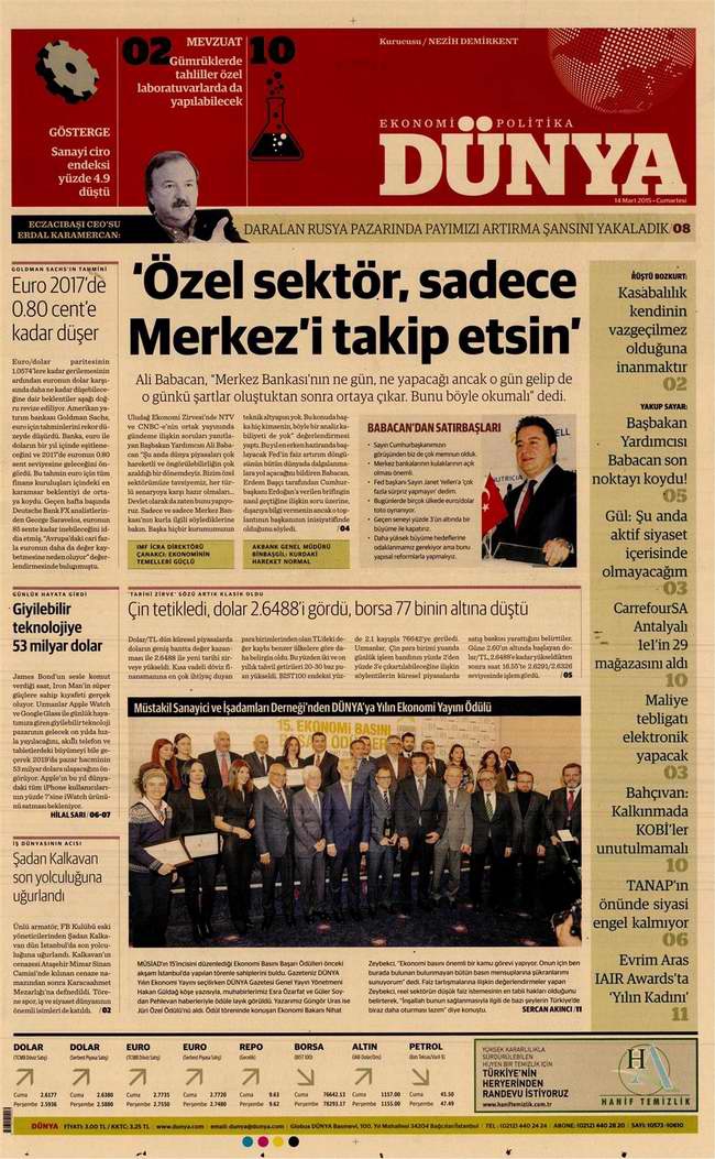 Bugünün Gazete Manşetleri - 14 Mart 2015 10