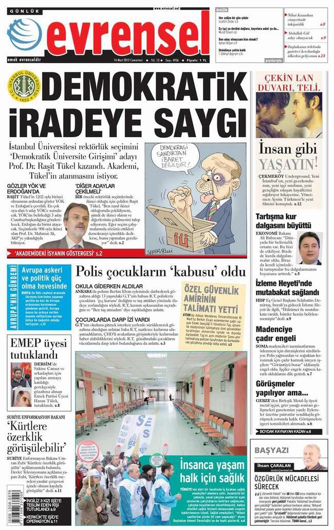 Bugünün Gazete Manşetleri - 14 Mart 2015 11