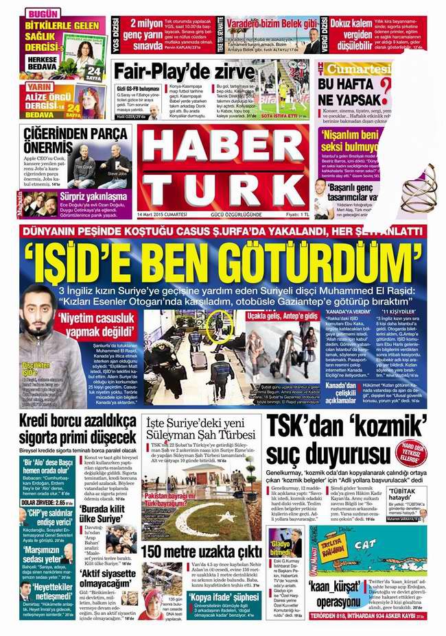 Bugünün Gazete Manşetleri - 14 Mart 2015 14